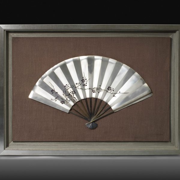 Silver fan with plum blossoms