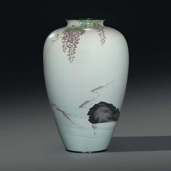 Vase with wisteria and fish by Andō Jūbei