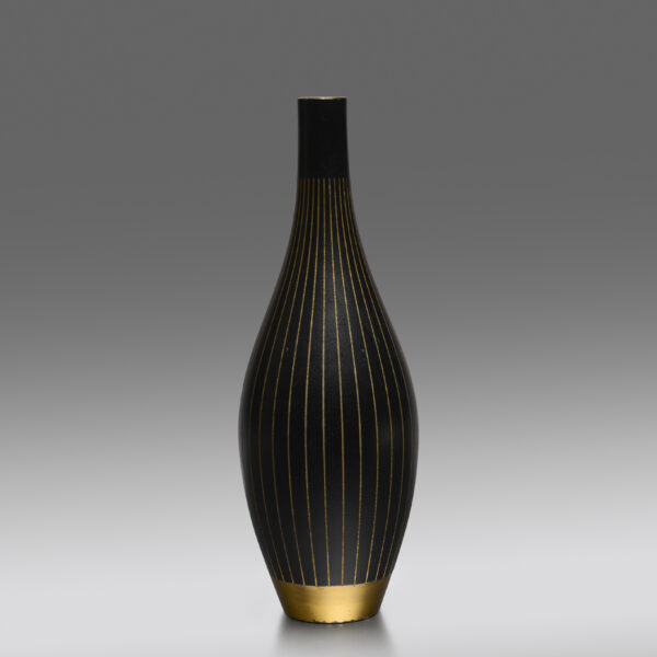 Bronze flower vase with gold stripes by Yoshimune