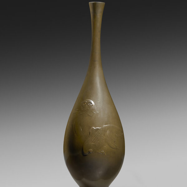 Bronze vase with goldfish