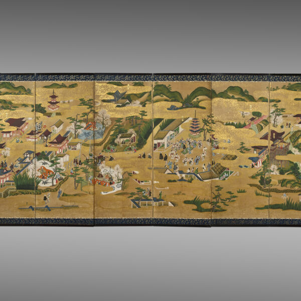 Pair of screens with the scenes of Kyoto