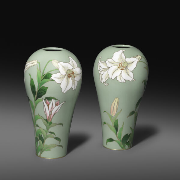 Celadon cloisonne enamel vases