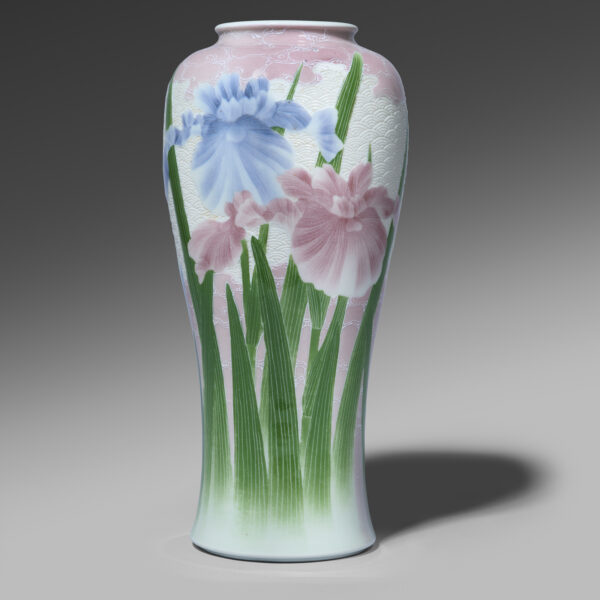 Porcelain vase with irises