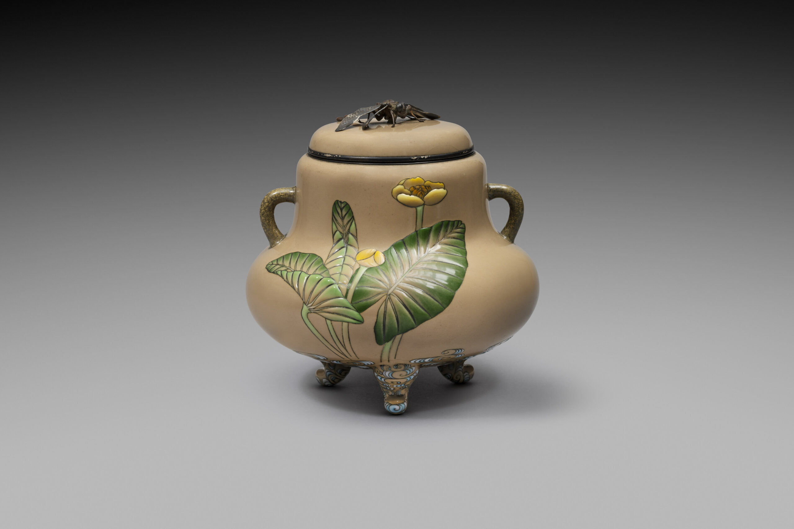 中国美術 七宝 香炉 DT314 自在蜻蛉河骨図盛上七宝瓢箪型香炉 - Grace Tsumugi Fine Art