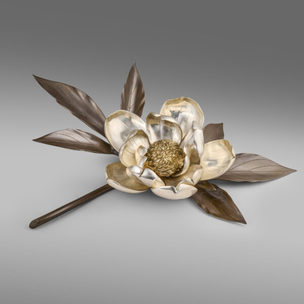 牡丹銀四分一置物